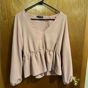 SHEIN Blouse Elegant Pink V-Neck Top